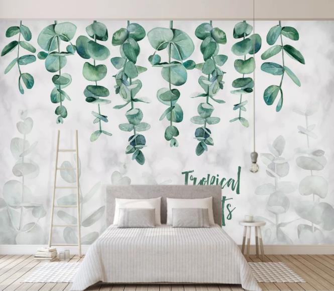 3D Nordic Fresh Tropical Plant Leaves Wall Mural Wallpaperpe 329- Jess Art Decoration