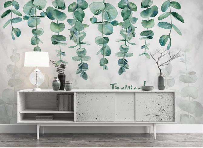 3D Nordic Fresh Tropical Plant Leaves Wall Mural Wallpaperpe 329- Jess Art Decoration