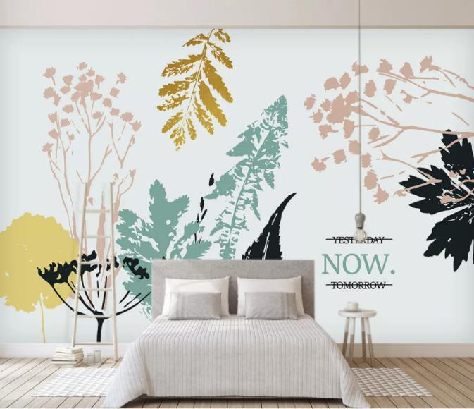 3D Nordic Fresh Plant Leaves Wall Mural Wallpaperpe  90- Jess Art Decoration