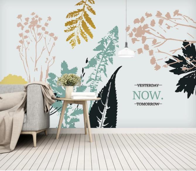 3D Nordic Fresh Plant Leaves Wall Mural Wallpaperpe  90- Jess Art Decoration