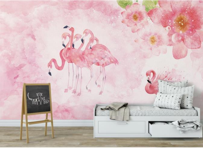 3D Nordic Fresh  Pink Flamingo Wall Mural Wallpaperpe  21- Jess Art Decoration