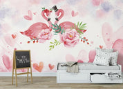3D Nordic Fresh Pink Flamingo Flowers Wall Mural Wallpaperpe 280- Jess Art Decoration