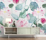 3D Watercolor Lotus Wall Mural Wallpaperpe 432- Jess Art Decoration