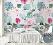 3D Watercolor Lotus Wall Mural Wallpaperpe 432- Jess Art Decoration