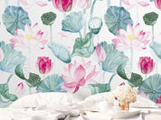 3D Watercolor Lotus Wall Mural Wallpaperpe 432- Jess Art Decoration