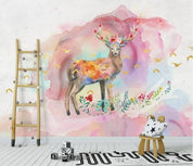 3D Nordic Fresh Reindeer Flowers Wall Mural Wallpaperpe 392- Jess Art Decoration
