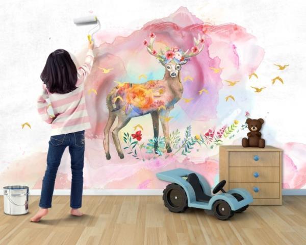 3D Nordic Fresh Reindeer Flowers Wall Mural Wallpaperpe 392- Jess Art Decoration