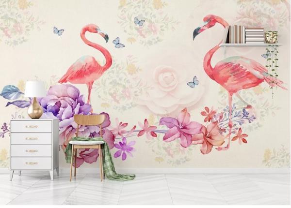 3D Nordic Fresh Flowers Flamingo Wall Mural Wallpaperpe  95- Jess Art Decoration