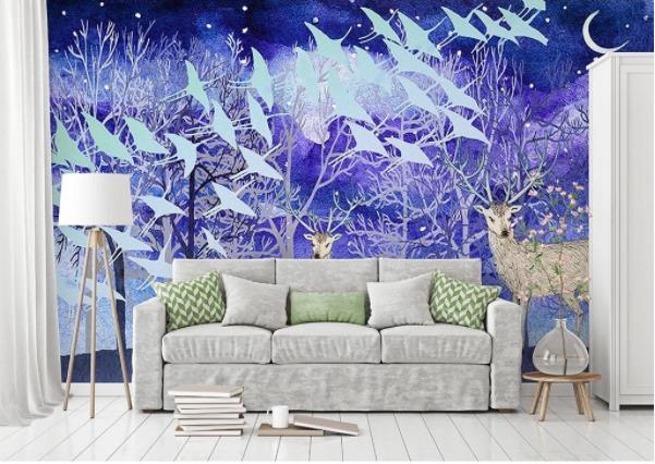3D Nordic Fresh Reindeer Flowers Wall Mural Wallpaperpe 394- Jess Art Decoration