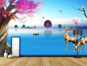 3D Nordic Relief Decorative Forest Reindeer Wall Mural Wallpaperpe 284- Jess Art Decoration