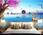 3D Nordic Relief Decorative Forest Reindeer Wall Mural Wallpaperpe 284- Jess Art Decoration