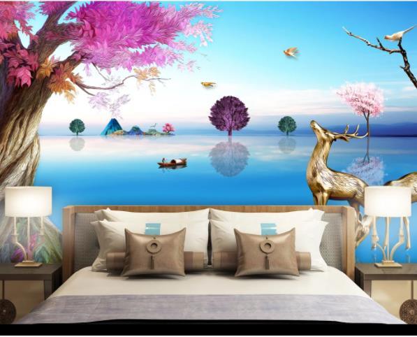 3D Nordic Relief Decorative Forest Reindeer Wall Mural Wallpaperpe 284- Jess Art Decoration