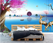 3D Nordic Relief Decorative Forest Reindeer Wall Mural Wallpaperpe 284- Jess Art Decoration