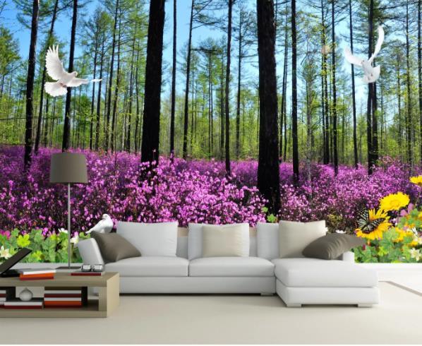 3D Nordic Fresh Forest Flowers Wall Mural Wallpaperpe 294- Jess Art Decoration