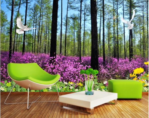 3D Nordic Fresh Forest Flowers Wall Mural Wallpaperpe 294- Jess Art Decoration