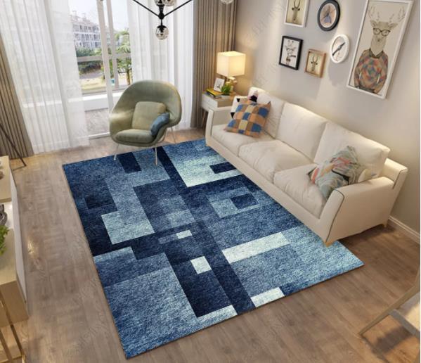 3D Abstract Blue Geometry Non-Slip Rug Mat 150- Jess Art Decoration