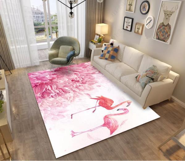 3D Pink Flamingo Floral Non-Slip Rug Mat 151- Jess Art Decoration