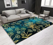 3D Gold Floral Pattern Non-Slip Rug Mat 236- Jess Art Decoration