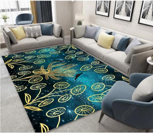 3D Gold Floral Pattern Non-Slip Rug Mat 236- Jess Art Decoration