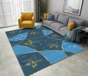 3D Blue Geometric Golden Butterfly Non-Slip Rug Mat 156- Jess Art Decoration
