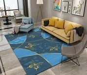3D Blue Geometric Golden Butterfly Non-Slip Rug Mat 156- Jess Art Decoration