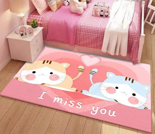 3D Cartoon Pink Cat Non-Slip Rug Mat 76- Jess Art Decoration