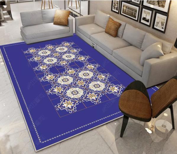 3D Blue National Pattern Non-Slip Rug Mat 179- Jess Art Decoration