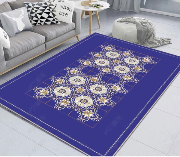 3D Blue National Pattern Non-Slip Rug Mat 179- Jess Art Decoration