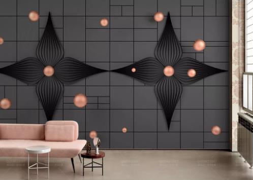 3D Black Floral Lattice Ball Wall Mural Wallpaper 722- Jess Art Decoration