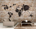 3D Brick Wall World Map Wall Mural Wallpaper 727- Jess Art Decoration