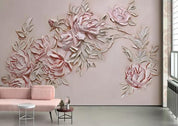 3D Pink Relief Rose Flower Wall Mural Wallpaper 793- Jess Art Decoration