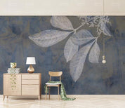 3D Blue Leaves Wall Mural Wallpaper 801- Jess Art Decoration