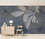 3D Blue Leaves Wall Mural Wallpaper 801- Jess Art Decoration
