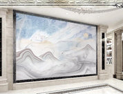 3D Blue Mountains River Sun Wall Mural Wallpaper 641- Jess Art Decoration