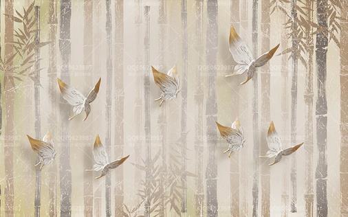 3D Butterfly Bamboo Wall Mural Wallpaper 535- Jess Art Decoration