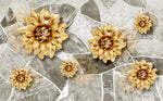3D Sunflower Marble Wall Mural Wallpaper 207- Jess Art Decoration