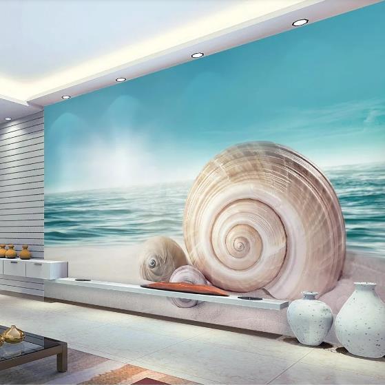 3D Blue Conch Sea Beach Wall Mural Wallpaper 103- Jess Art Decoration