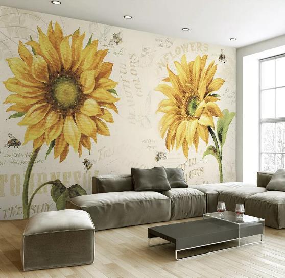 3D Sunflower Wall Mural Wallpaper 61- Jess Art Decoration
