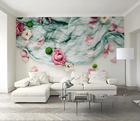 3D Textile Cloth Rose Wall Mural Wallpaper 20- Jess Art Decoration
