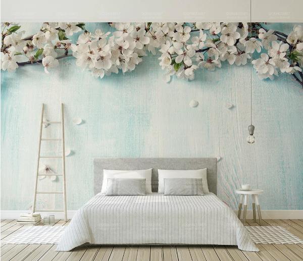 3D Blue Cherry Blossoms Wall Mural Wallpaper 109- Jess Art Decoration