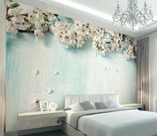 3D Blue Cherry Blossoms Wall Mural Wallpaper 109- Jess Art Decoration