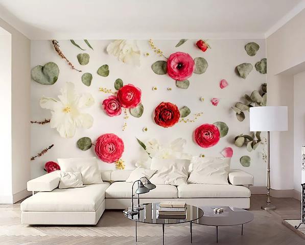 3D Red Rose Leaves Wall Mural Wallpaper 08- Jess Art Decoration