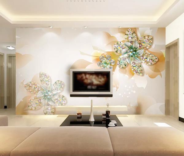 3D Yellow Jewelry Floral Wall Mural Wallpaper 16- Jess Art Decoration