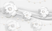 3D White Floral Wall Mural Wallpaper 07- Jess Art Decoration