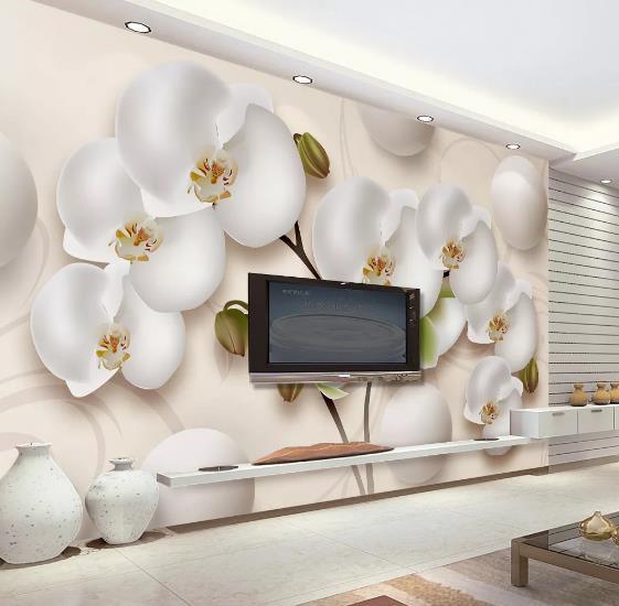 3D White Phalaenopsis Wall Mural Wallpaper 25- Jess Art Decoration