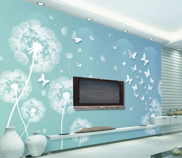 3D Blue Dandelion Wall Mural Wallpaper 887- Jess Art Decoration