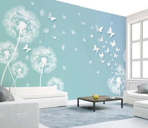 3D Blue Dandelion Wall Mural Wallpaper 887- Jess Art Decoration