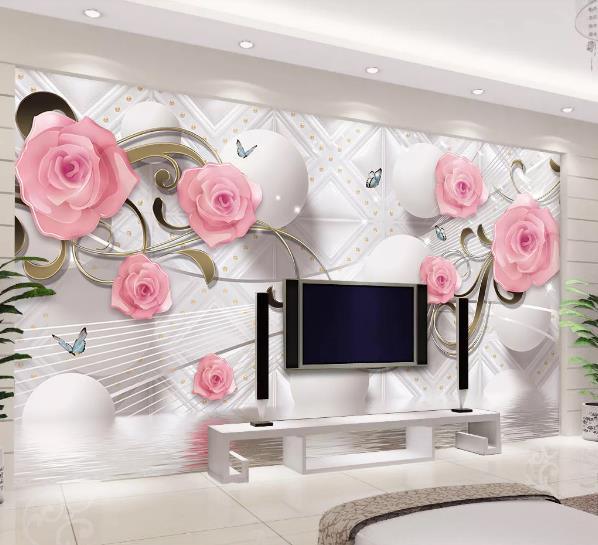 3D Rose Ball Wall Mural Wallpaper 871- Jess Art Decoration