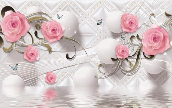3D Rose Ball Wall Mural Wallpaper 871- Jess Art Decoration