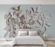 3D Relief Peony Wall Mural Wallpaper 890- Jess Art Decoration